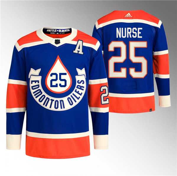 Mens Edmonton Oilers #25 Darnell Nurse 2023 Royal Heritage Classic Primegreen Stitched Jersey Dzhi